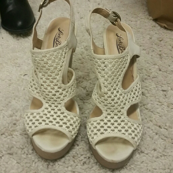 cream colored wedge sandals